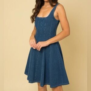 New York & Company Corset Seam Denim Dress - Sz S - NWOT